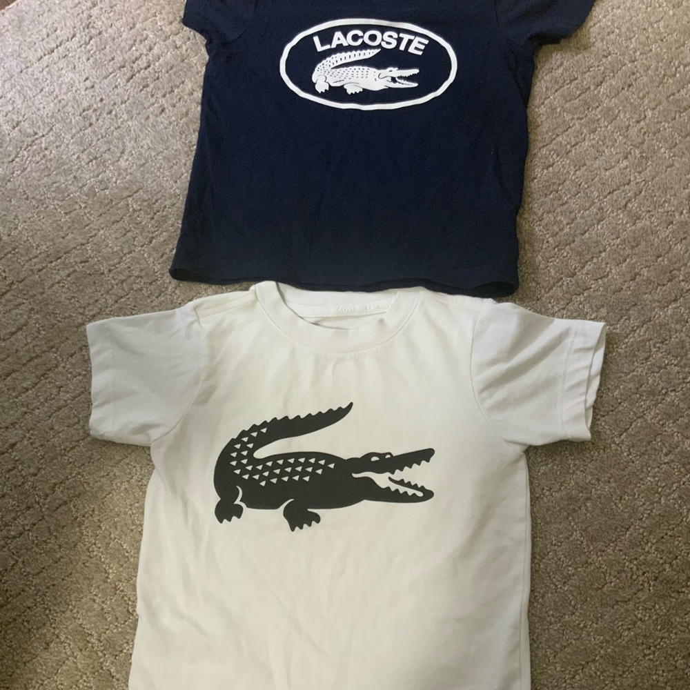 Lacoste Kids' Black and White Crocodile Tees